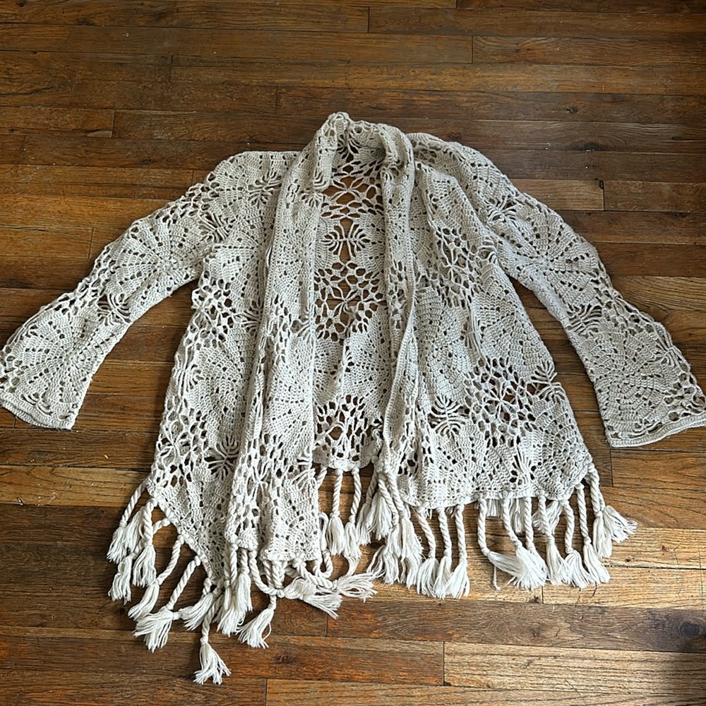 vintage crochet doily cardigan